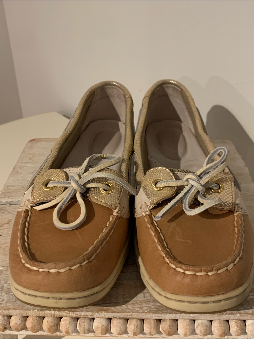 Sperry Two-Tone Tan and Cream Moccasin Boat Shoes